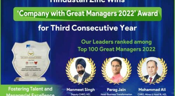 Hindustan Zinc Wins ‘Company with Great Managers’ Award for the third time in a row