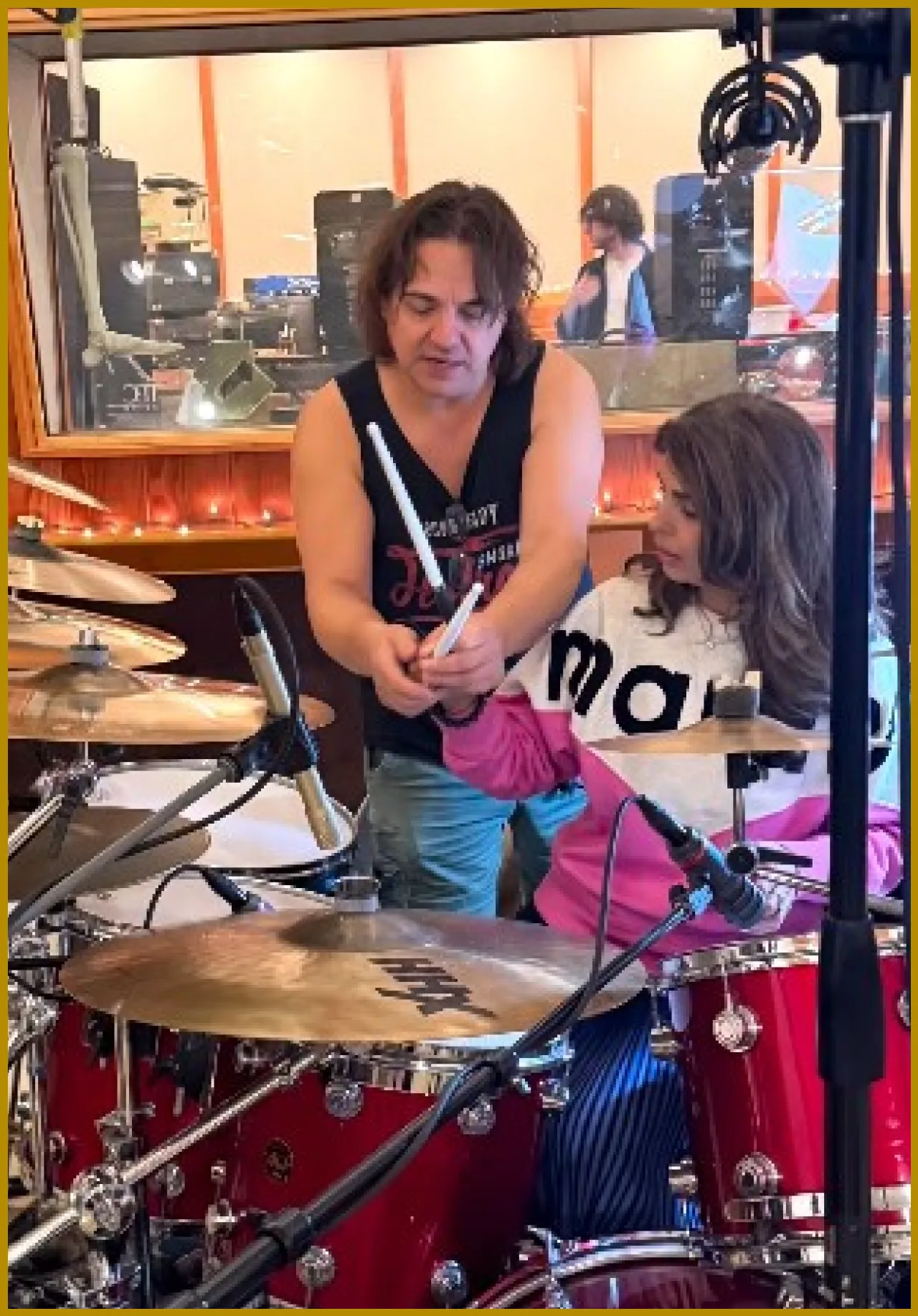 Mallika Sherawat Takes Drum Lessons from Renowned Drummer Dave Moreno