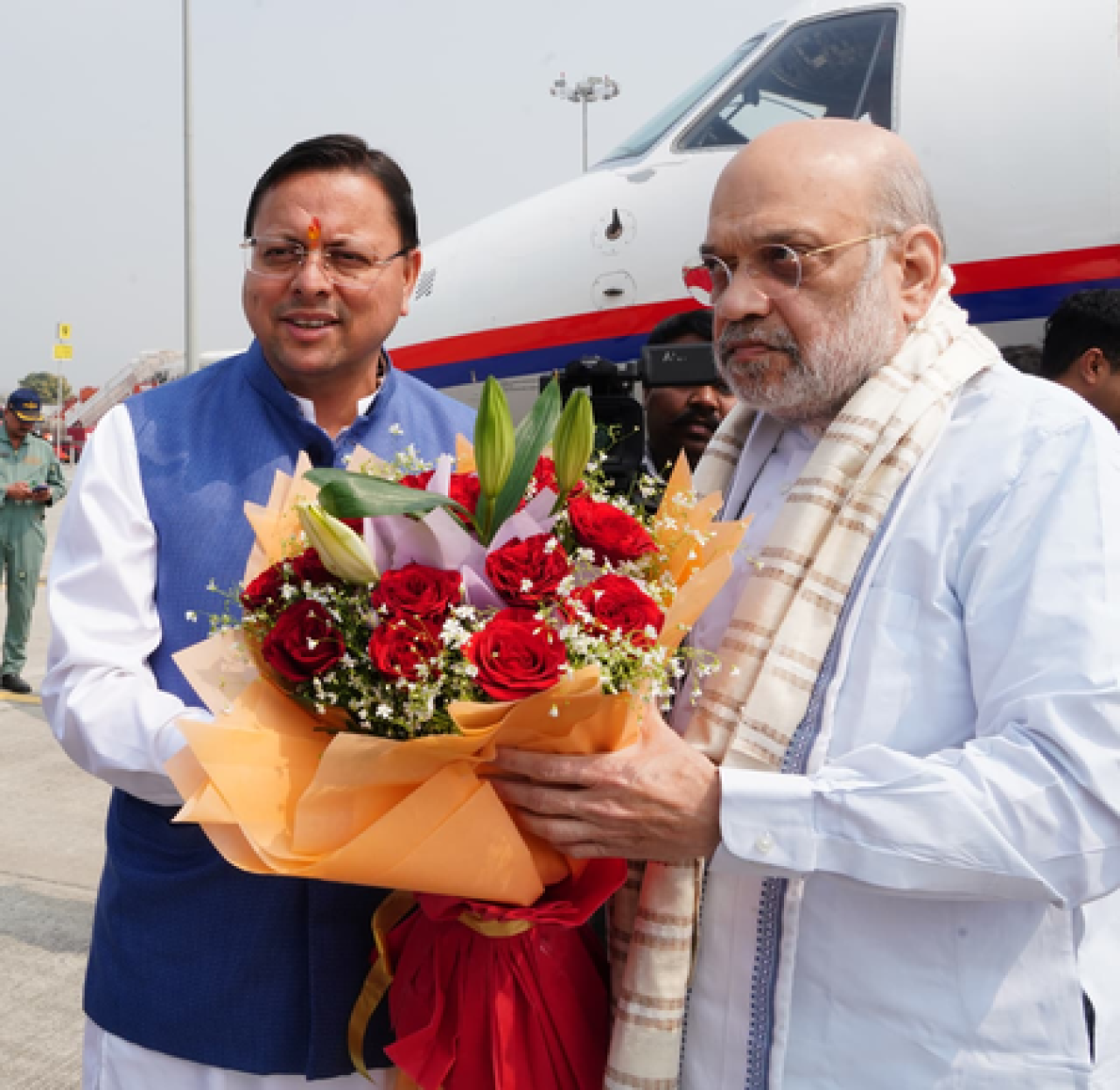 Amit Shah Visits Uttarakhand: Warm Welcome at Jolly Grant Airport