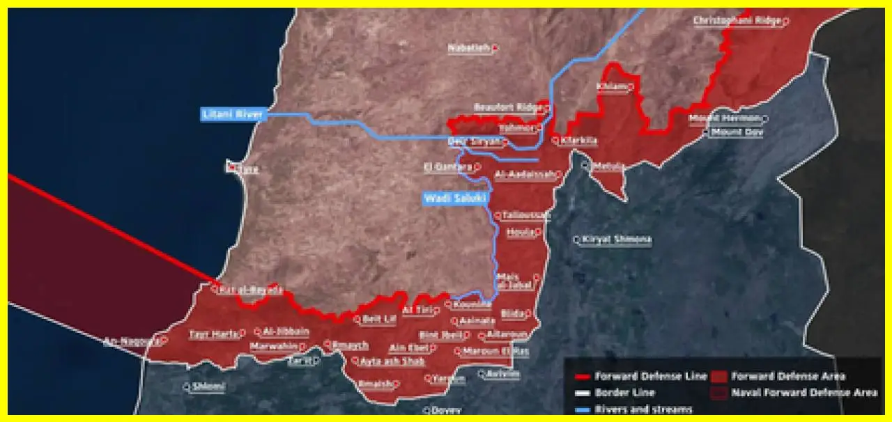 Israel Unveils Buffer Zone Map in Southern Lebanon Amidst Ongoing Military Operations