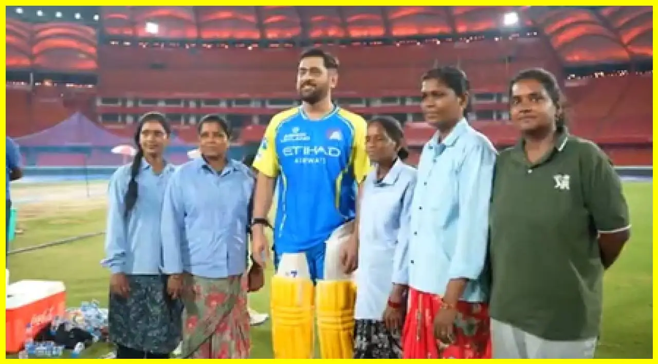 MS Dhoni Wins Fans Hearts with Ground Staff Photos Ahead of IPL 2026 Match