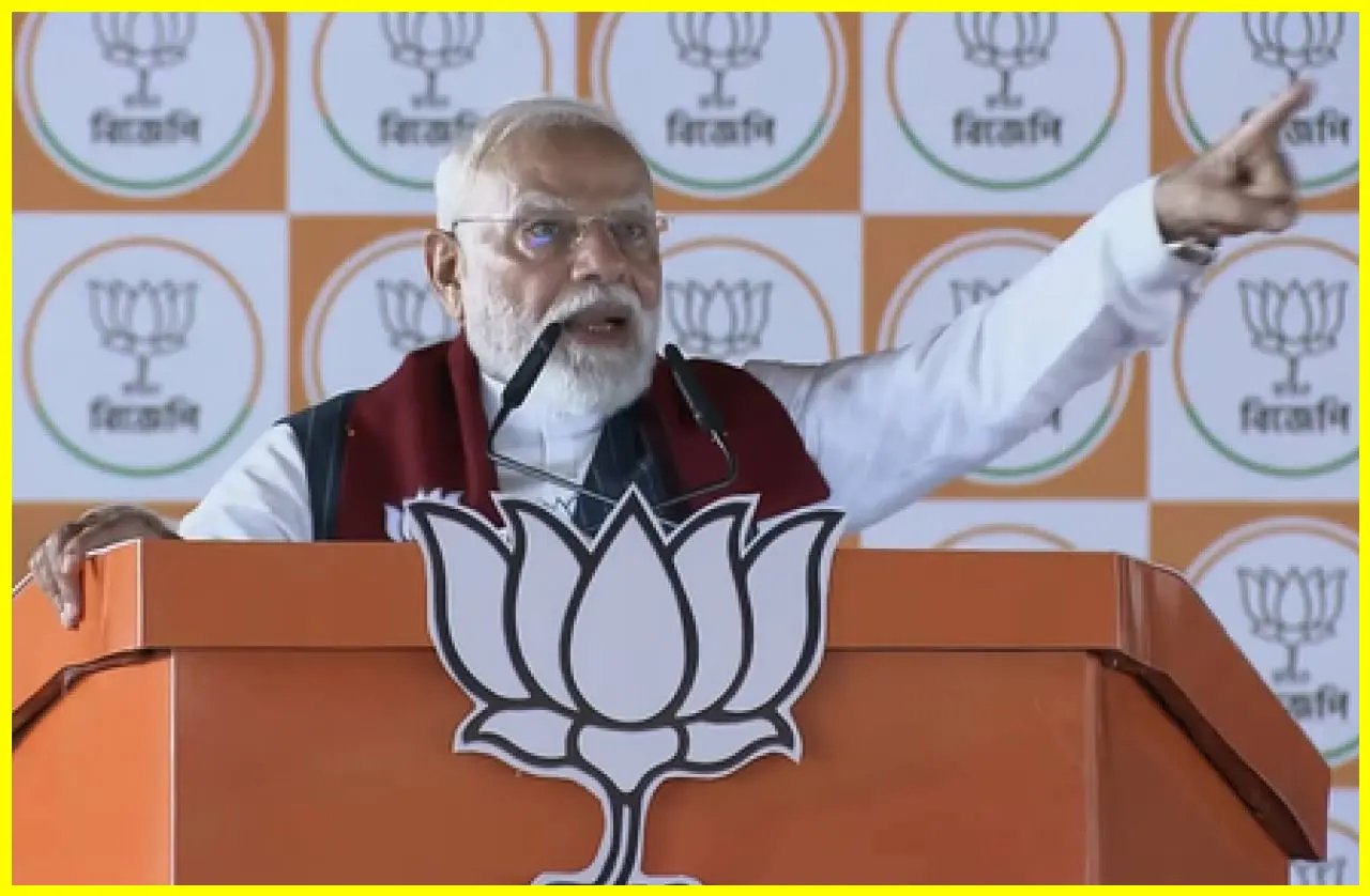 PM Modi Highlights Bengals Struggles at Vijay Sankalp Sabha in Jhargram